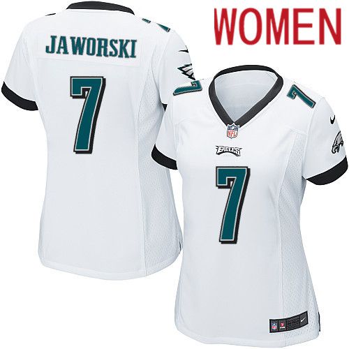 Women Philadelphia Eagles 7 Ron Jaworski Nike White Game NFL Jersey